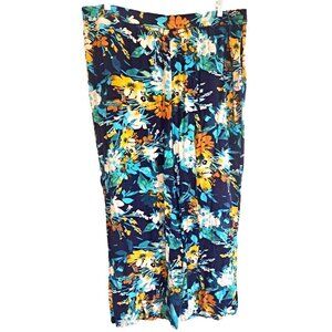 QVC D & Co Beach XL Multicolor Tropical Print Wide Leg Pull-On 27" Inseam Pants